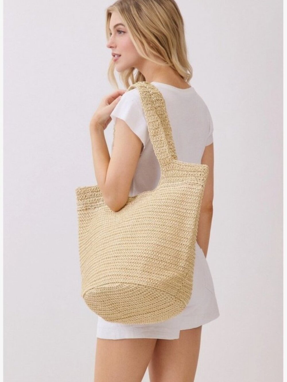 Beige Handmade Straw Tote Bag - Picture 9 of 9